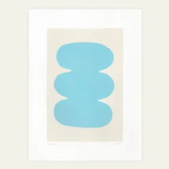Peinture abstraite 30x40 illustration bleu clair signée Eawy