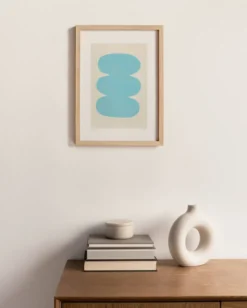 Peinture abstraite 30x40 illustration bleu clair signée Eawy