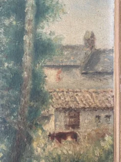 Peinture ancienne encadrée - signée R Guillet - 1948