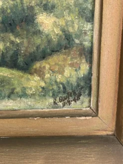 Peinture ancienne encadrée - signée R Guillet - 1948