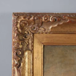 Peinture ancienne paysage avec personnages, huile sur toile, XVIIIe siècle