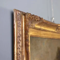 Peinture ancienne paysage avec personnages, huile sur toile, XVIIIe siècle