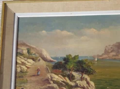 Peinture ancienne, paysage Calanques de Cassis, signée Alberti