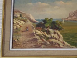 Peinture ancienne, paysage Calanques de Cassis, signée Alberti