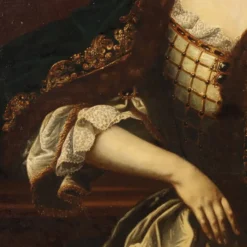 Peinture ancienne, portrait d’une noble dame, XVIIIe siècle