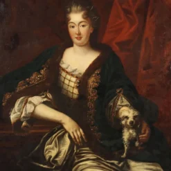 Peinture ancienne, portrait d’une noble dame, XVIIIe siècle