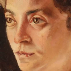 Peinture ancienne, portrait féminin, huile sur toile, Italie, 1892