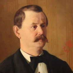 Peinture ancienne, portrait masculin, huile sur toile, Italie, XIXe siècle