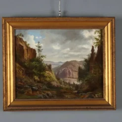 Peinture ancienne signée Ernst Gustav Doerell, paysage, XIXe siècle