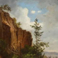 Peinture ancienne signée Ernst Gustav Doerell, paysage, XIXe siècle