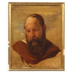 Peinture ancienne signée Filippo Marsigli, huile sur papier, 1840 ca.