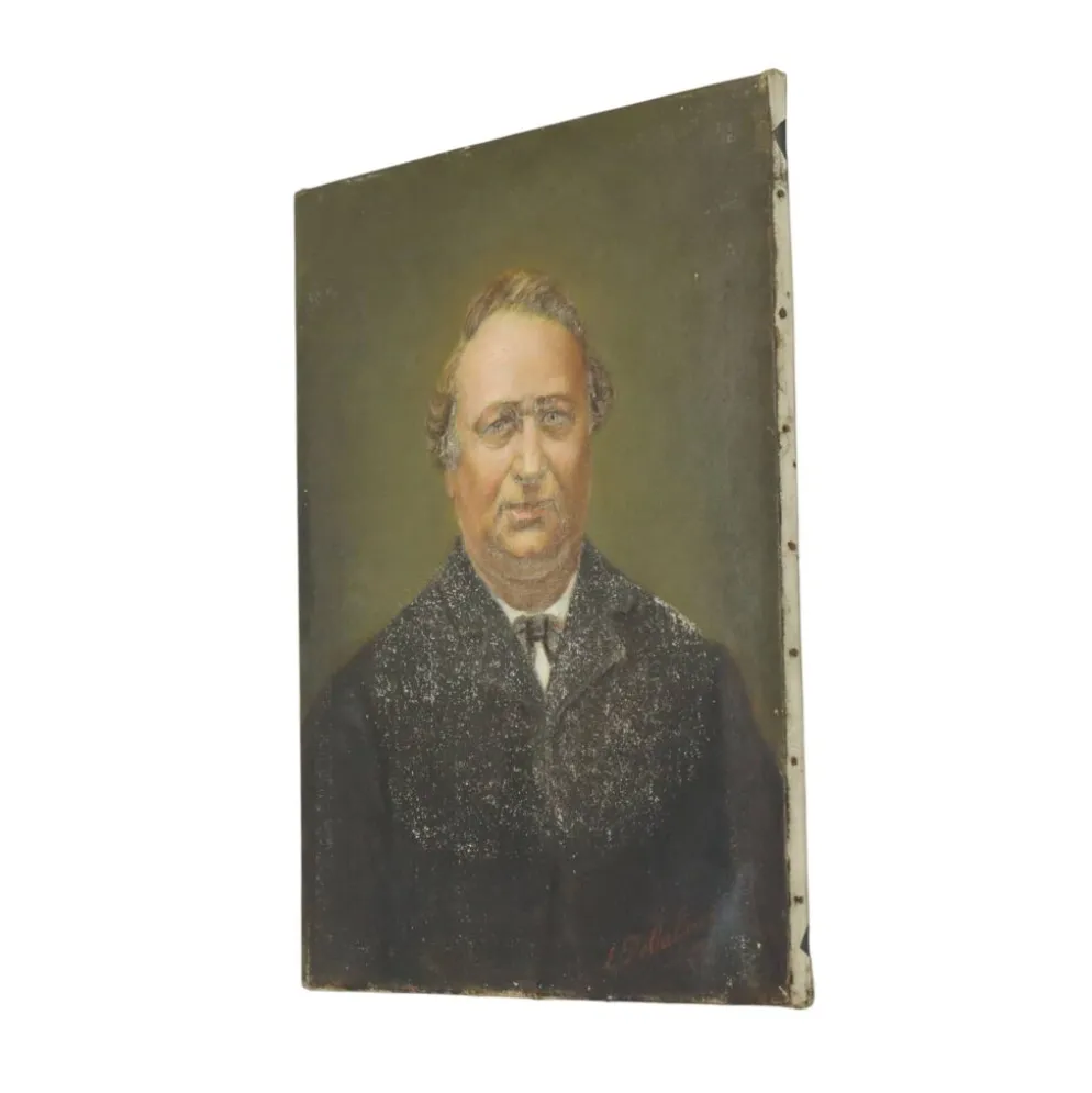 Peinture antique portrait d'un homme signé début du 20e siècle