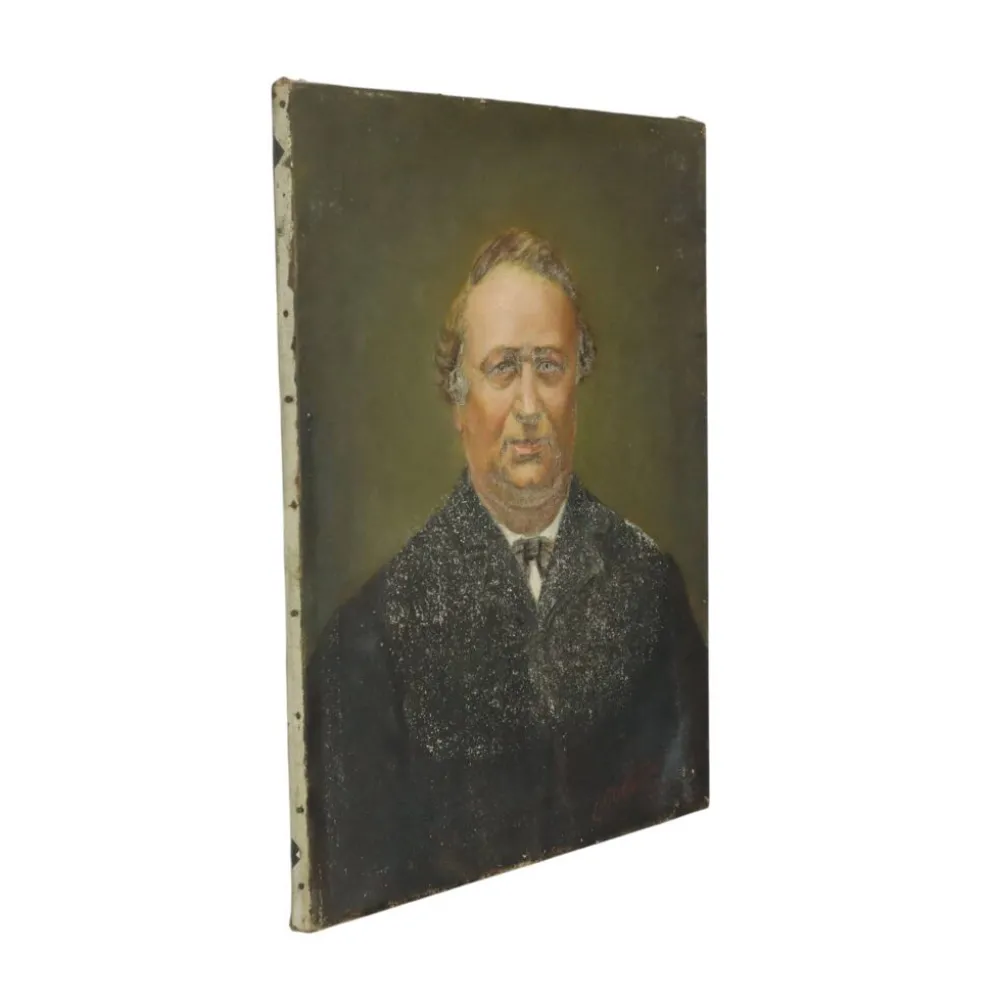 Peinture antique portrait d'un homme signé début du 20e siècle