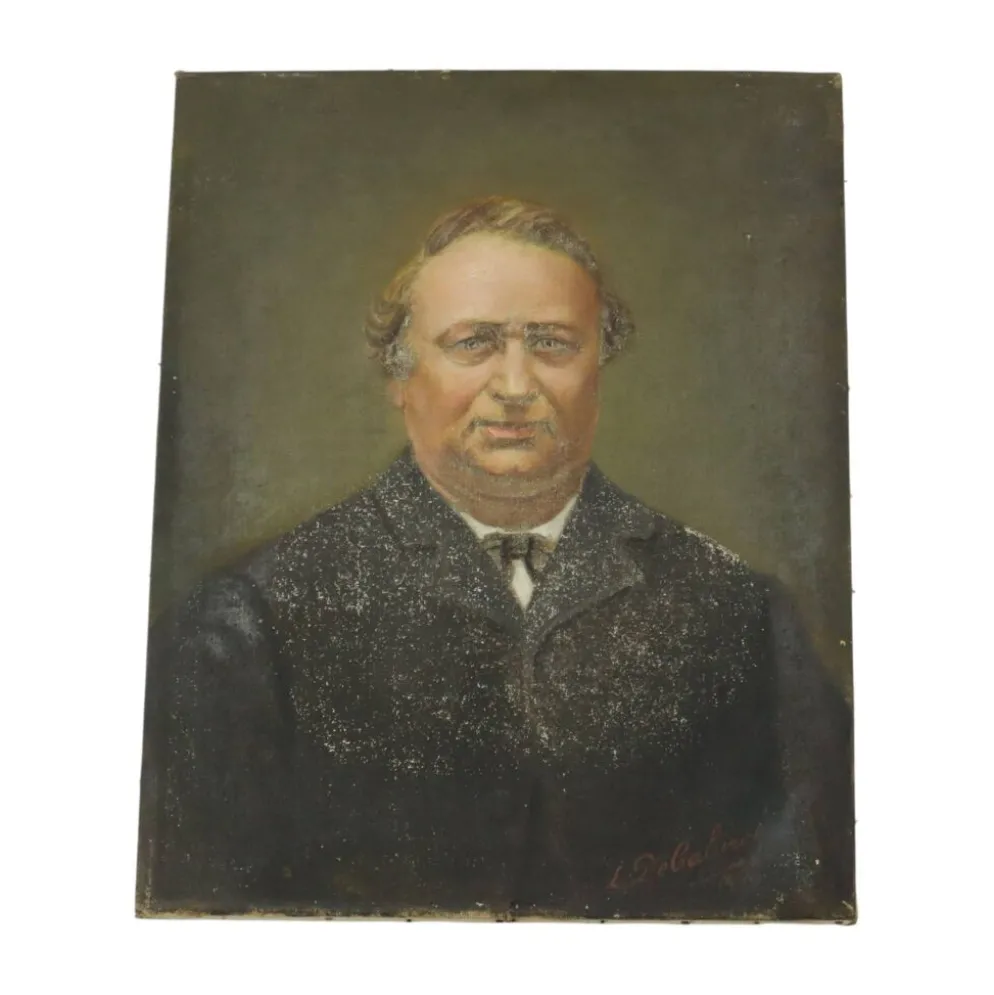 Peinture antique portrait d'un homme signé début du 20e siècle