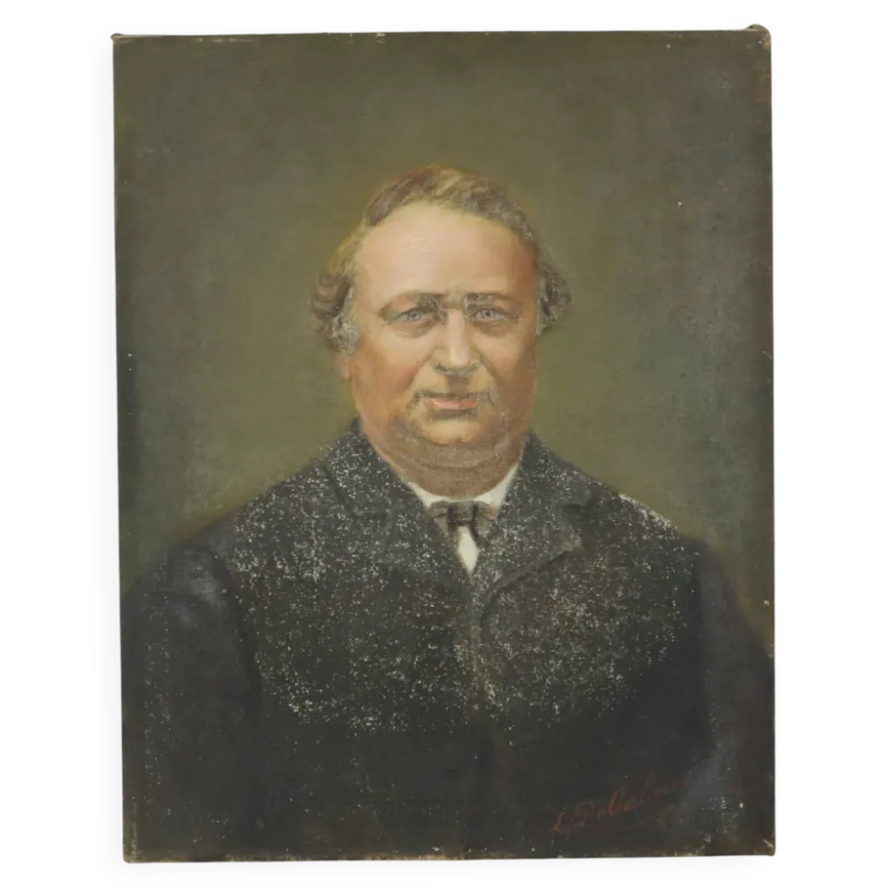 Peinture antique portrait d'un homme signé début du 20e siècle