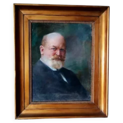 Peinture au pastel d'un portrait d'homme XIXe siècle