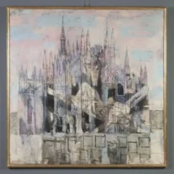Peinture contemporaine signée Attilio Rossi, huile sur toile, années 1980