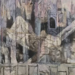 Peinture contemporaine signée Attilio Rossi, huile sur toile, années 1980
