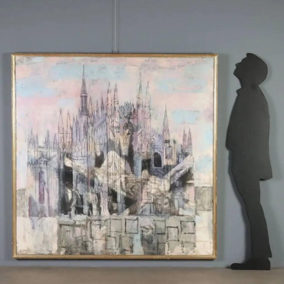 Peinture contemporaine signée Attilio Rossi, huile sur toile, années 1980
