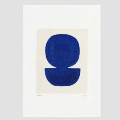 Peinture contemporaine sur papier bleu outremer signé eawy