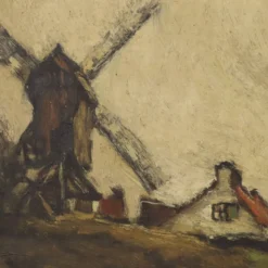 Peinture de paysage de ferme charmante, signée Wittouck, 60x80 cm