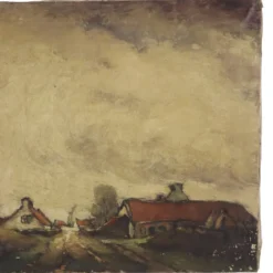 Peinture de paysage de ferme charmante, signée Wittouck, 60x80 cm