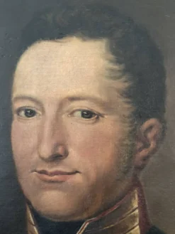 Peinture de portrait militaire antique de grand format d'un baron allemand, 1870