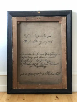 Peinture de portrait originale allemande antique vintage grande du 19ème siècle