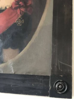 Peinture de portrait originale allemande antique vintage grande du 19ème siècle