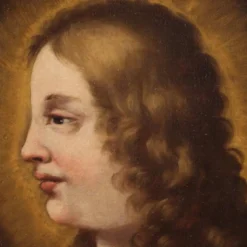 Peinture italienne antique d'un saint du XVIIIe siècle