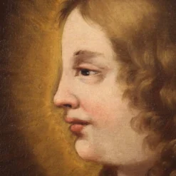 Peinture italienne antique d'un saint du XVIIIe siècle