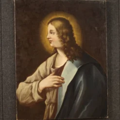Peinture italienne antique d'un saint du XVIIIe siècle
