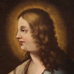 Peinture italienne antique d'un saint du XVIIIe siècle