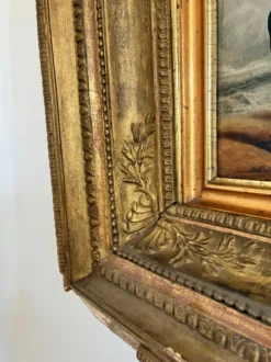 Peinture à l'huile antique de bord de mer, vers 1845