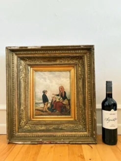 Peinture à l'huile antique de bord de mer, vers 1845