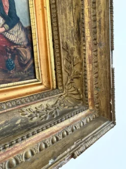 Peinture à l'huile antique de bord de mer, vers 1845