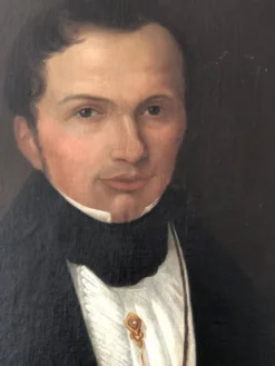 Peinture à l'huile antique vintage du 19ème siècle représentant un gentleman néerlandais.