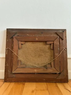 Peinture à l'huile de paysage maritime avec un voilier vintage signé
