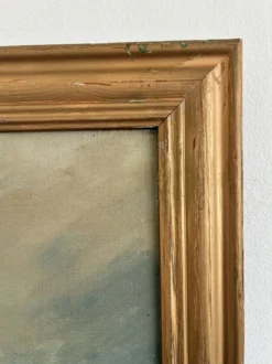 Peinture à l'huile de paysage maritime avec un voilier vintage signé