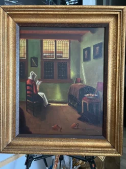 Peinture à l’huile ´femme qui lit’