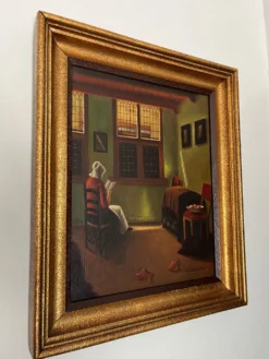 Peinture à l’huile ´femme qui lit’