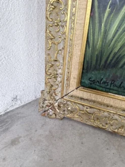 Peinture à l’huile « forêt» encadrée