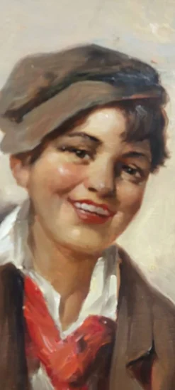 Peinture à l'huile sur bois, portrait du personnage d'Athos, Renzo Brioschi (1910-2000)