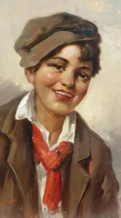 Peinture à l'huile sur bois, portrait du personnage d'Athos, Renzo Brioschi (1910-2000)