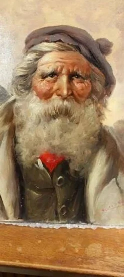 Peinture À L'Huile Sur Bois Portrait Personnage Athos Renzo Brioschi