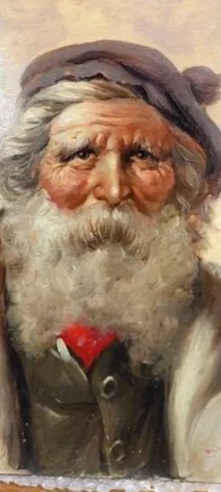 Peinture À L'Huile Sur Bois Portrait Personnage Athos Renzo Brioschi