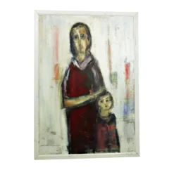 Peinture à l’huile œuvre d’art abstraite mère et enfant 106cm
