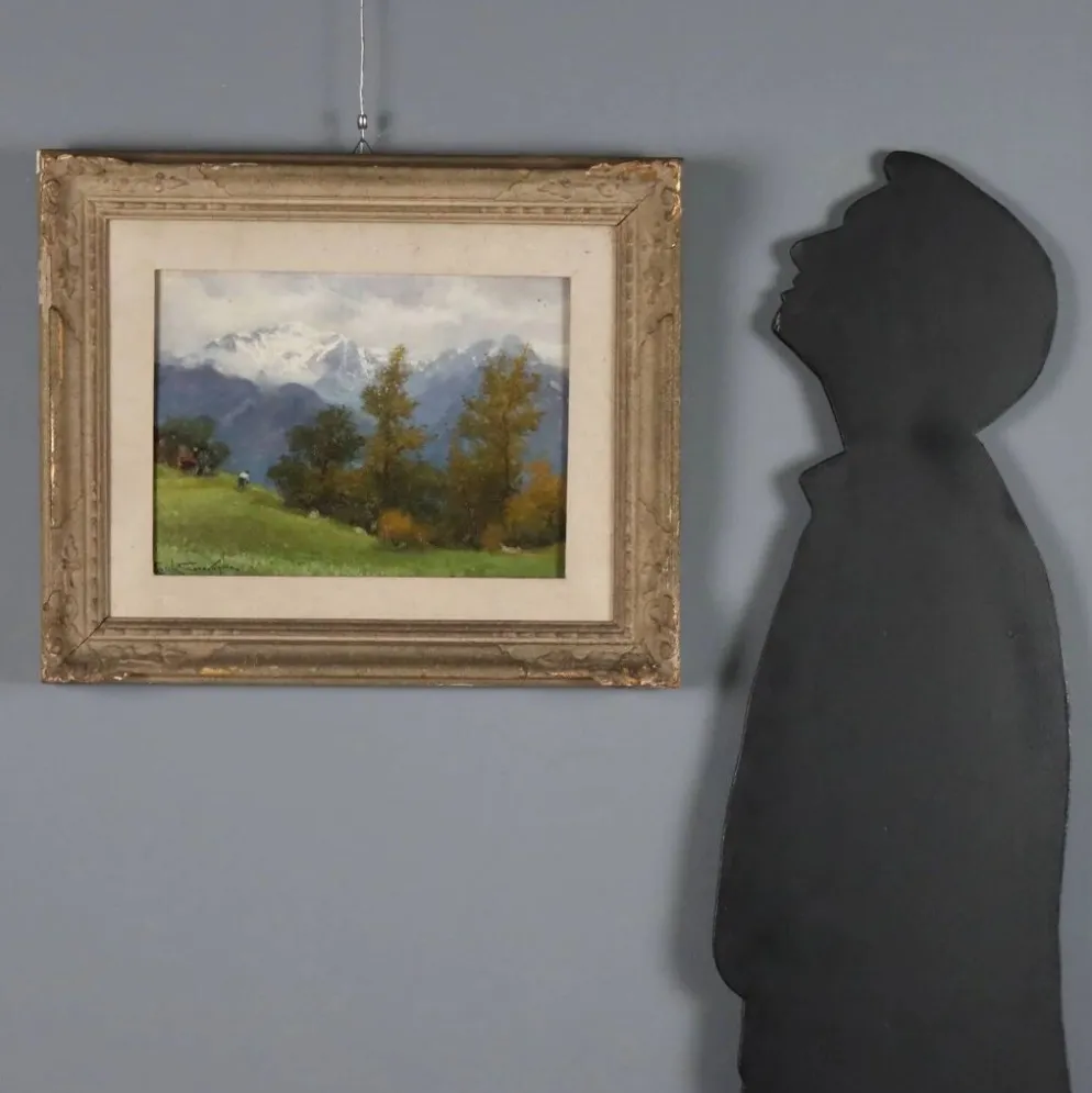 Peinture moderne signée Ercole Garavaglia, huile sur panneau dur '900