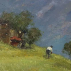Peinture moderne signée Ercole Garavaglia, huile sur panneau dur '900