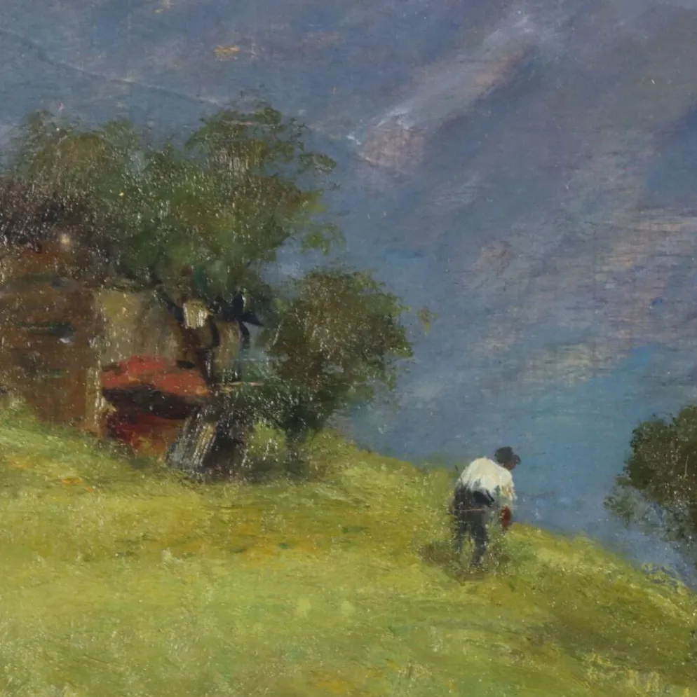 Peinture moderne signée Ercole Garavaglia, huile sur panneau dur '900